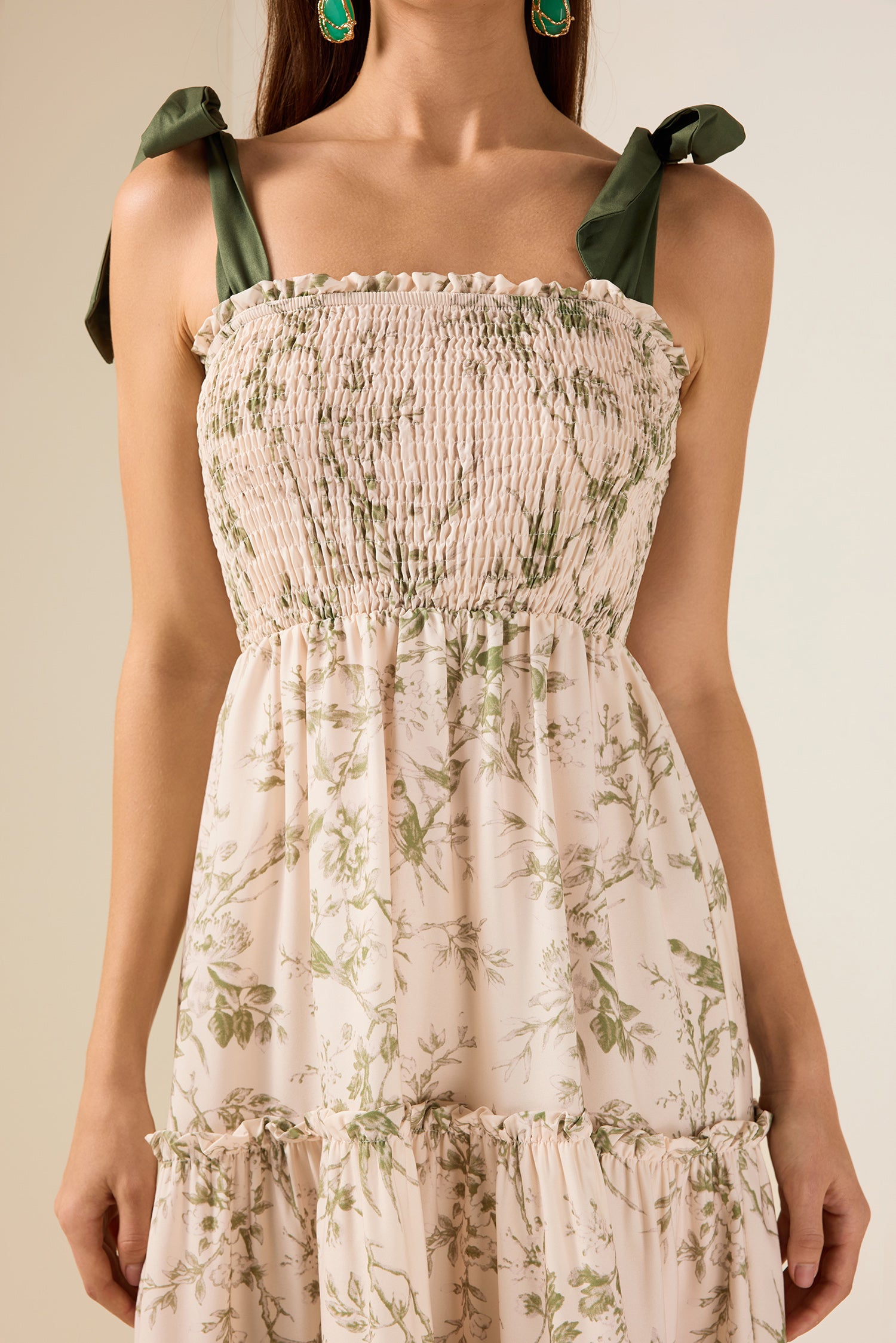 Floral Smocking Slip Midi Dress