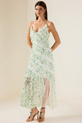 Floral Lace Frill Midi Dress