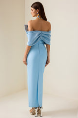 Bow Off-Shoulder Split Maxi Dress