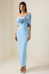 Bow Off-Shoulder Split Maxi Dress