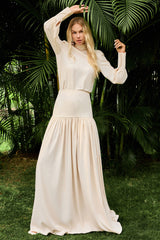 Solid Long Sleeve Top & Maxi Skirt Set