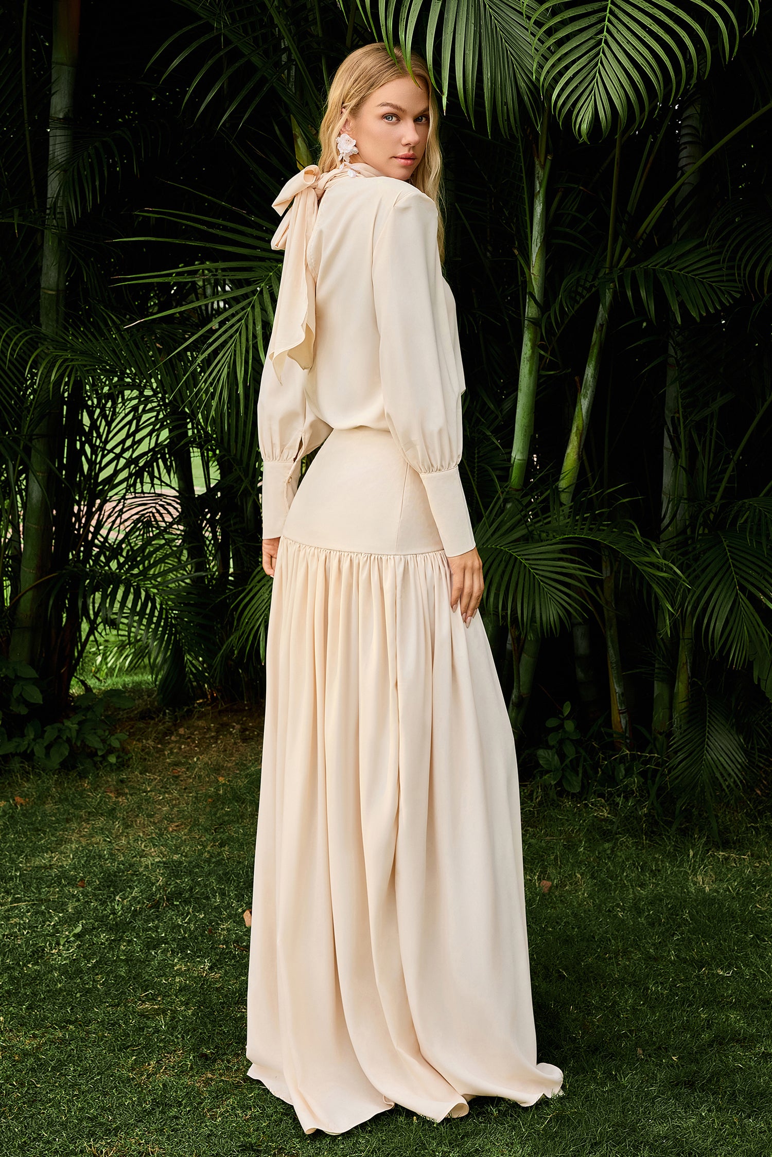 Solid Long Sleeve Top & Maxi Skirt Set