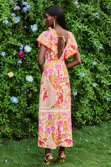 Floral V-Neck Split Backless Midi Dress