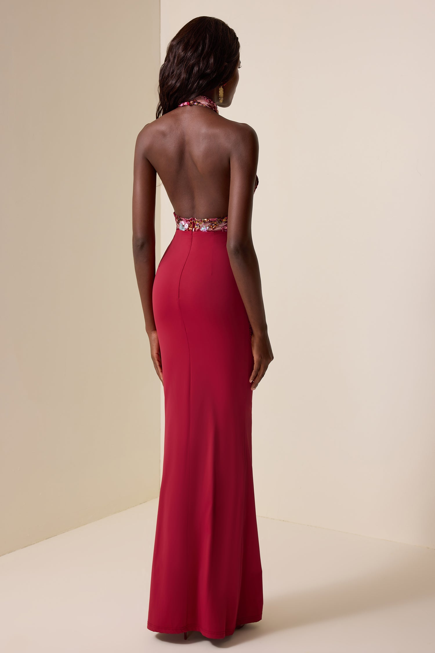Sequin Embroidered Splicing Maxi Dress