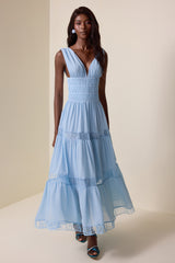 Chiffon V-Neck Sleeveless Midi Dress