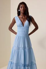 Chiffon V-Neck Sleeveless Midi Dress