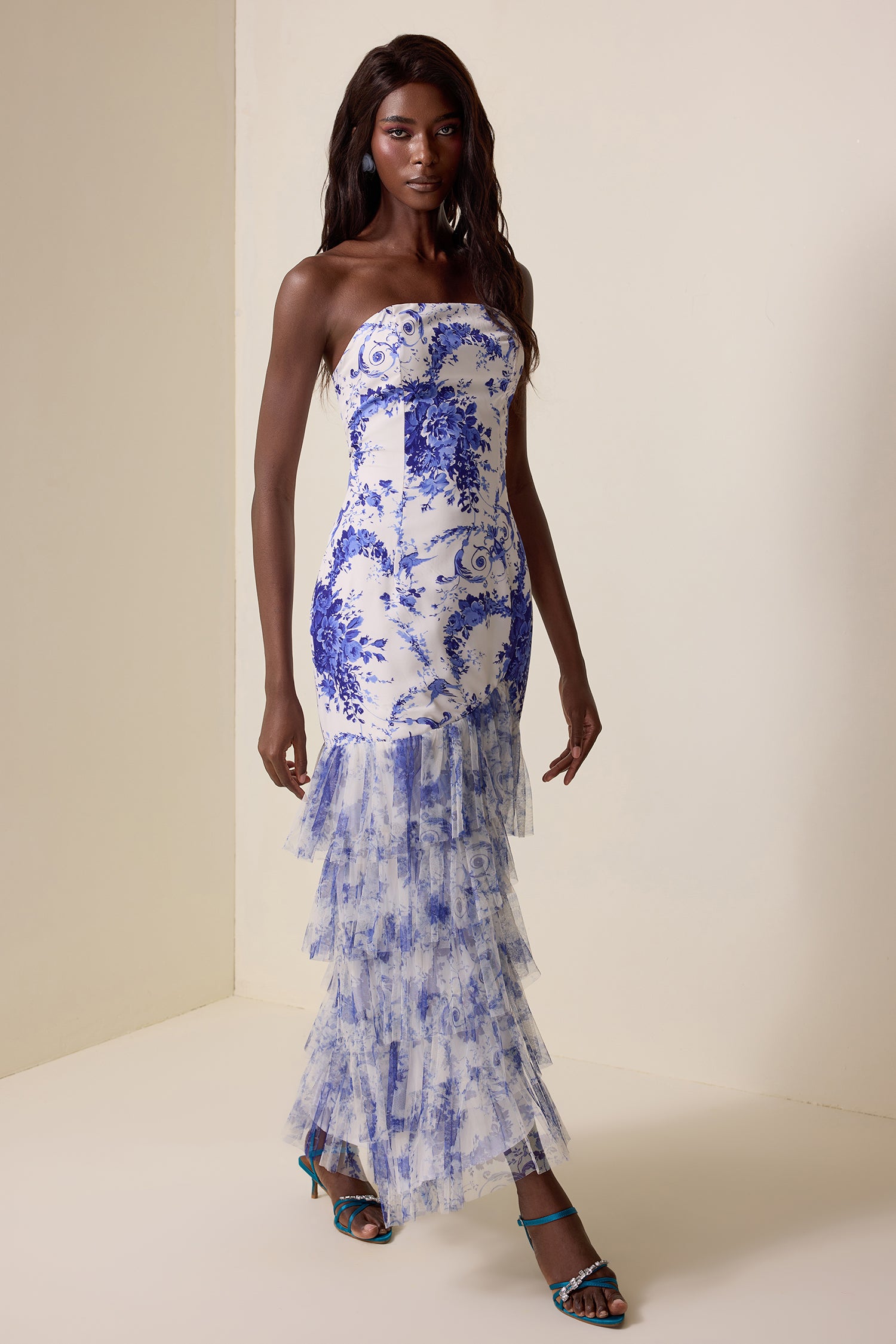 Floral Off-Shoulder Ruffle Maxi Dress