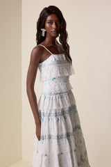 Lace Floral Ruffle Maxi Dress