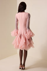 Solid Ruffle Bell Sleeve Midi Dress