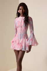Floral Single Breasted Long Sleeve Mini Dress