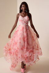 Floral Organza Slip Maxi Dress