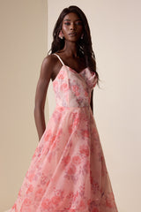 Floral Organza Slip Maxi Dress