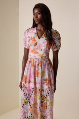 Floral Lace V-Neck Midi Dress