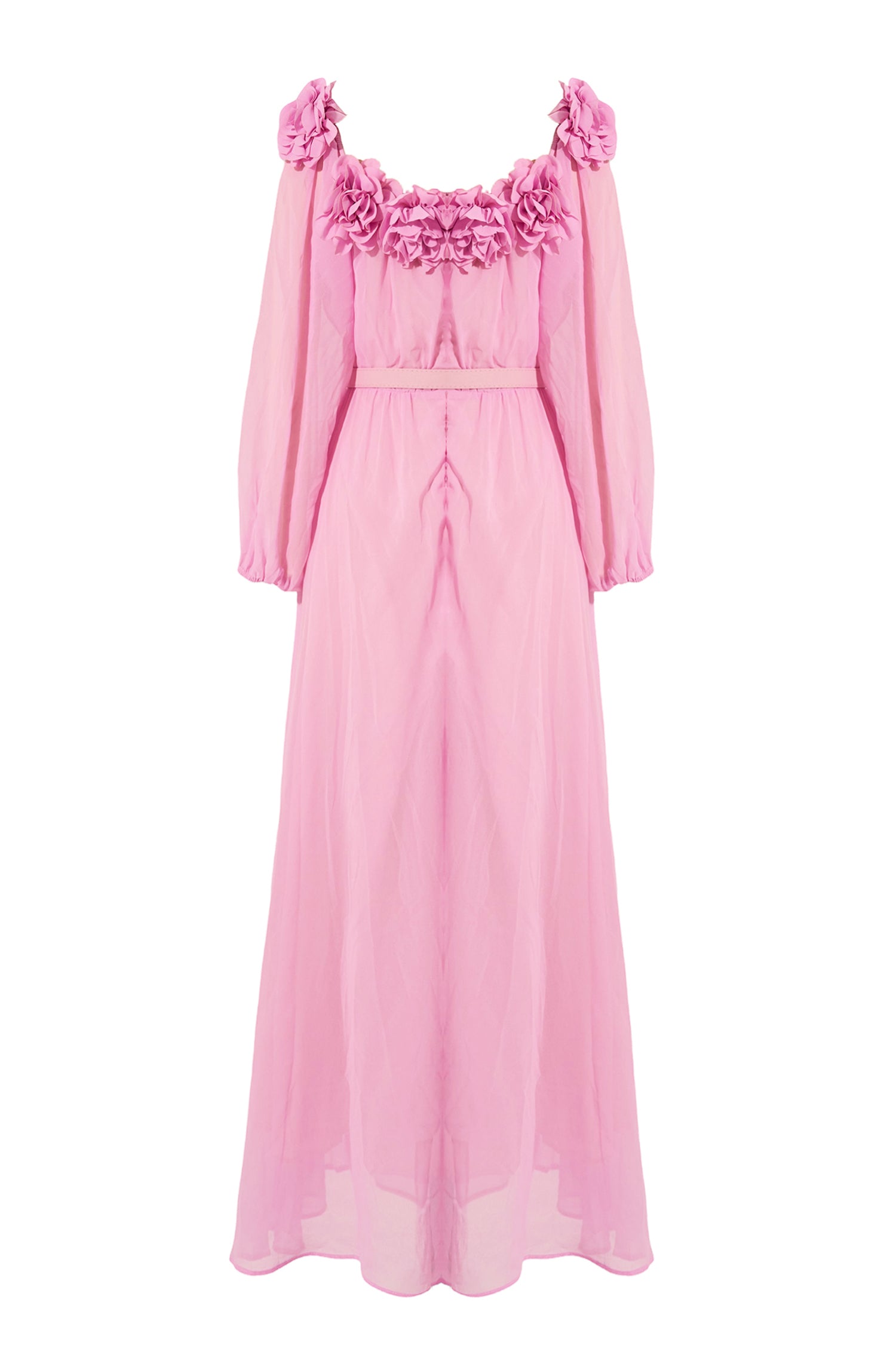 3D Flower Off Shoulder Midi Dress With Belt
