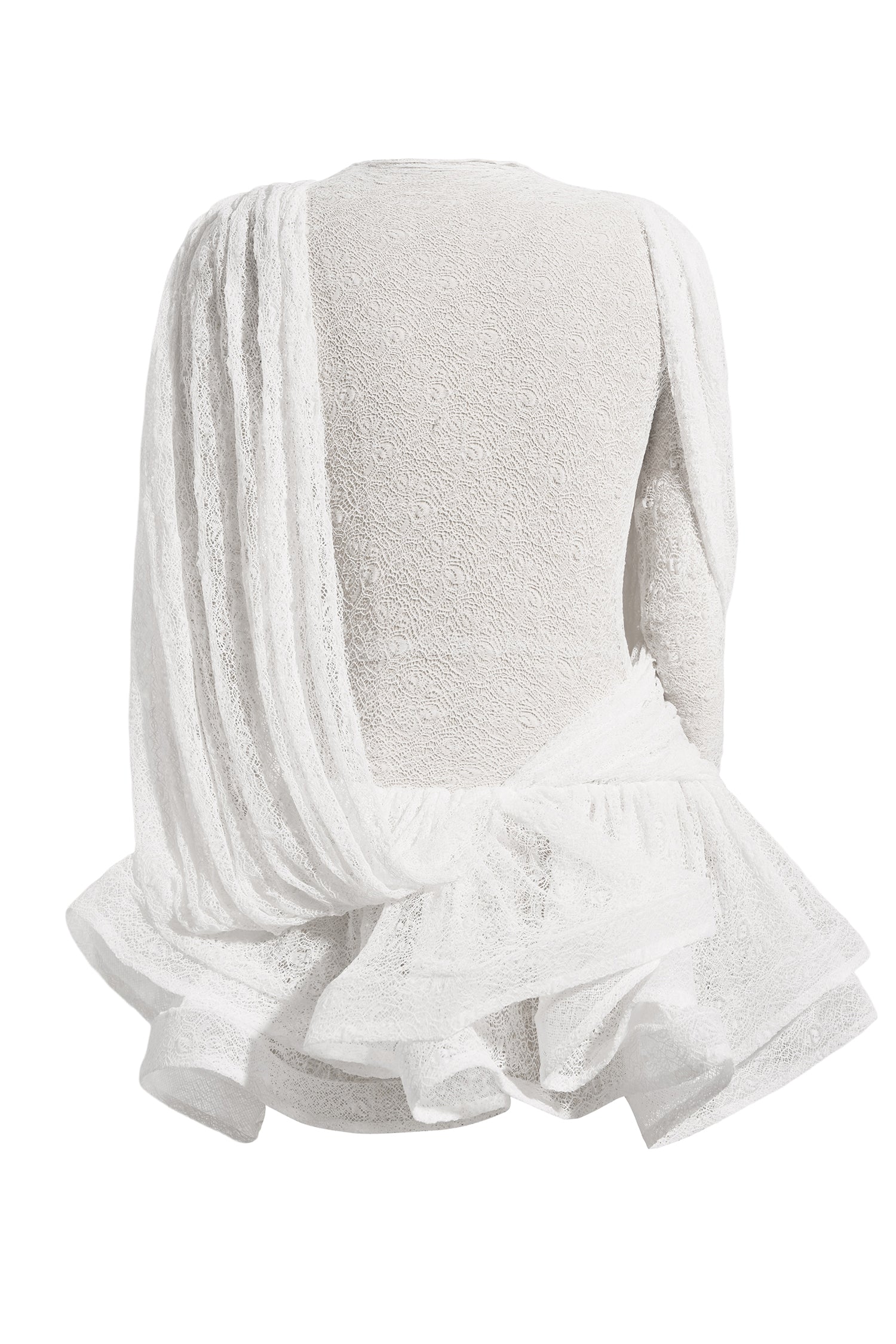 Lace Splicing Ruffle Mini Dress