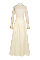 Lace Jacquard Nail Bead Embroidery Maxi Dress