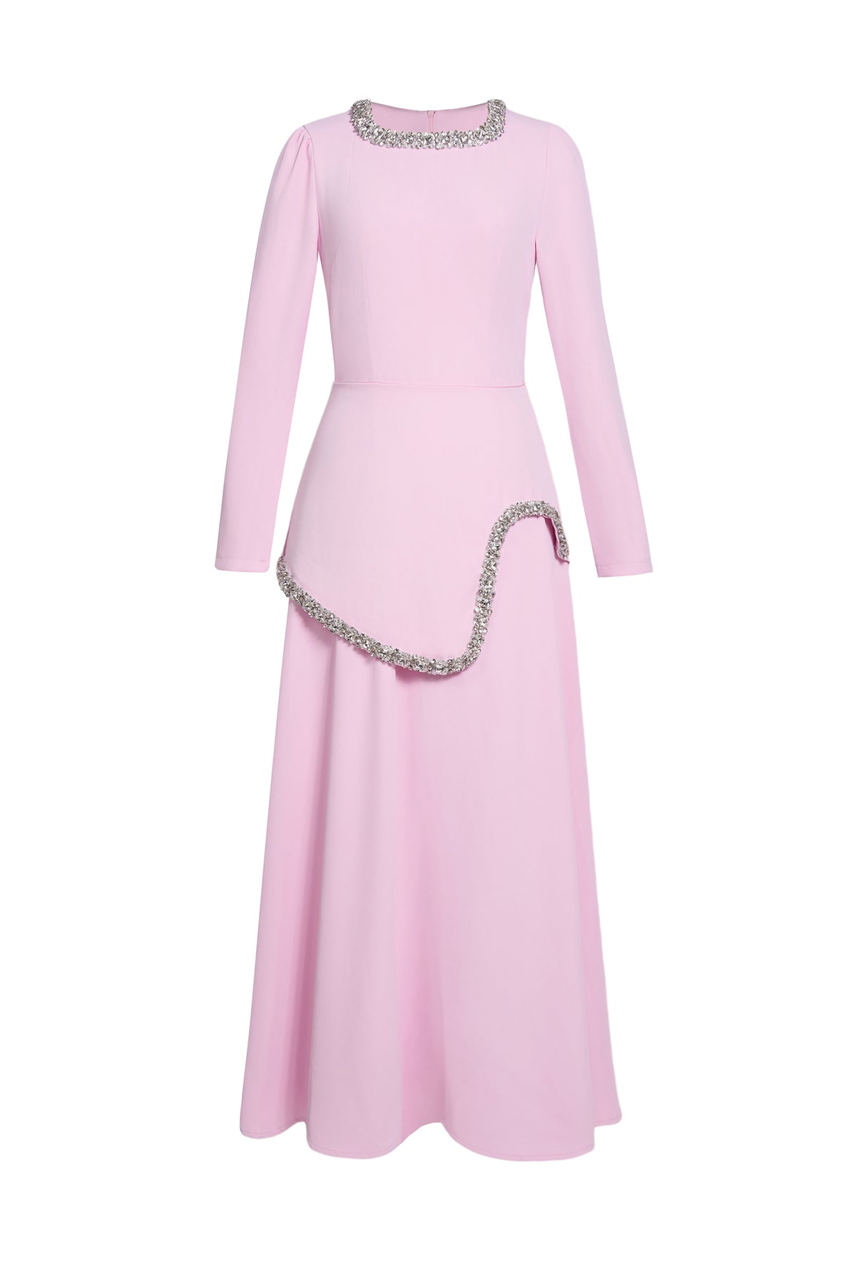 Rhinestone Long Sleeve Midi Dress