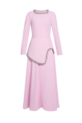 Rhinestone Long Sleeve Midi Dress
