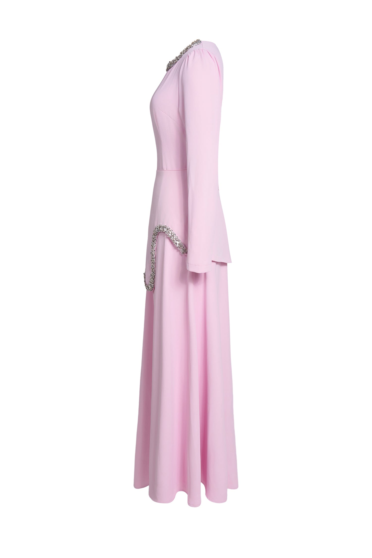 Rhinestone Long Sleeve Midi Dress