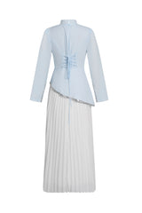 Chiffon Sequin Stand Collar Long Sleeve Maxi Dress