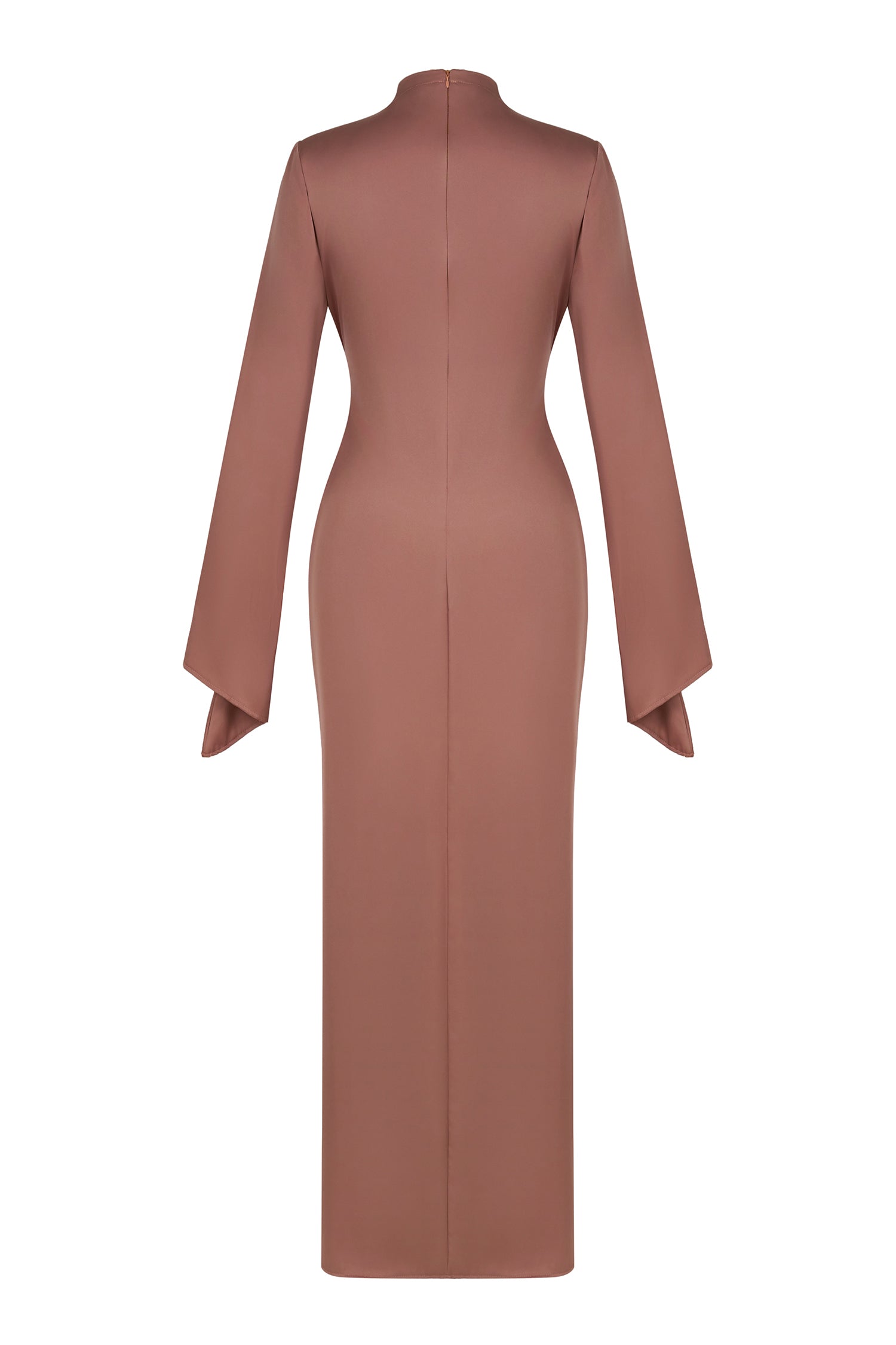 Satin Tie-Up Bell Sleeve Maxi Dress