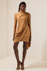 Satin Cape Long Sleeve Mini Dress