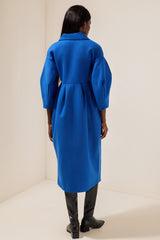 Solid Woolen Lantern Sleeve Coat
