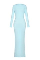 Jersey Knotted Metal Button Maxi Dress