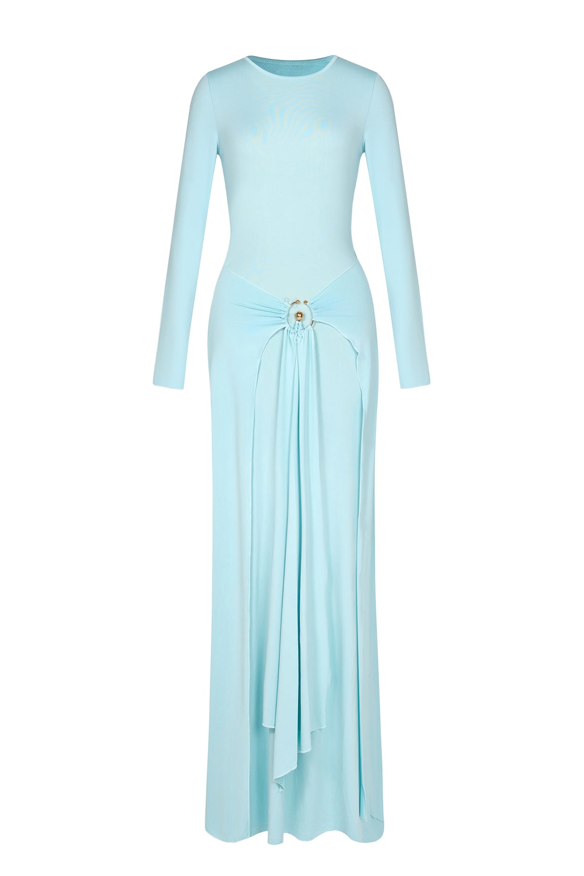 Jersey Knotted Metal Button Maxi Dress