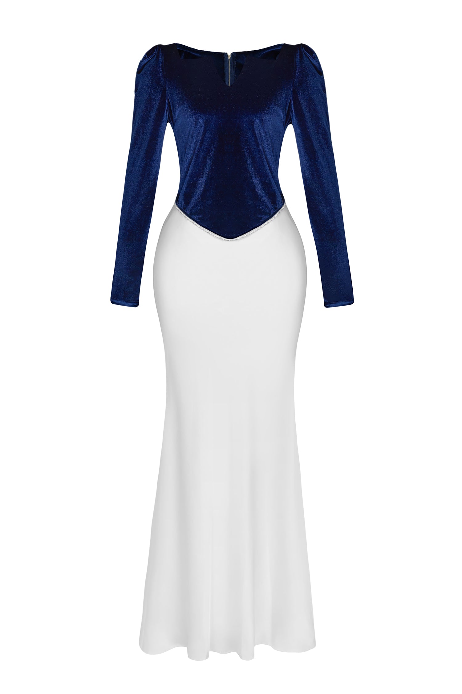 Velvet Rhinestone Top & Satin Maxi Skirt Set
