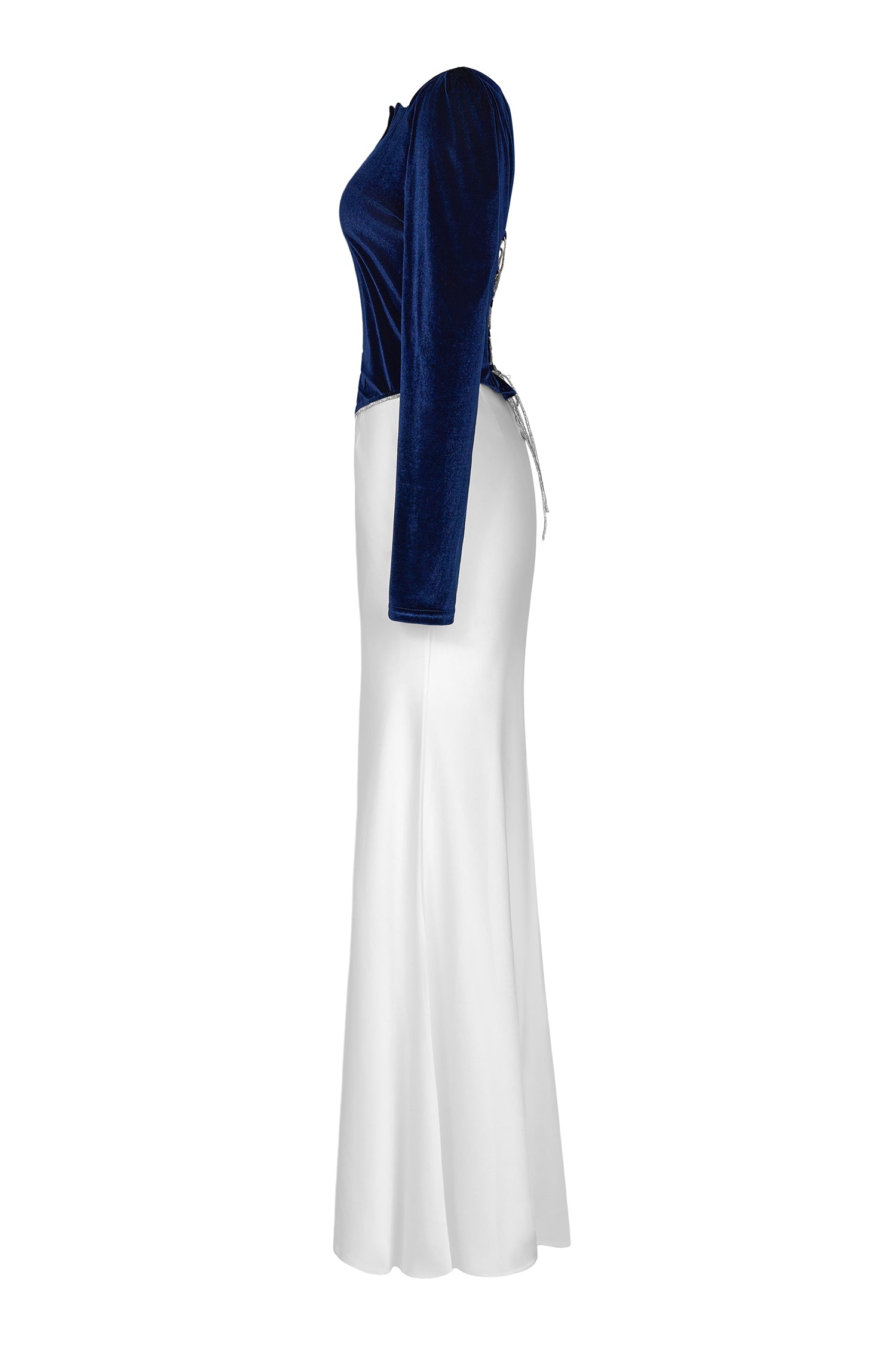 Velvet Rhinestone Top & Satin Maxi Skirt Set