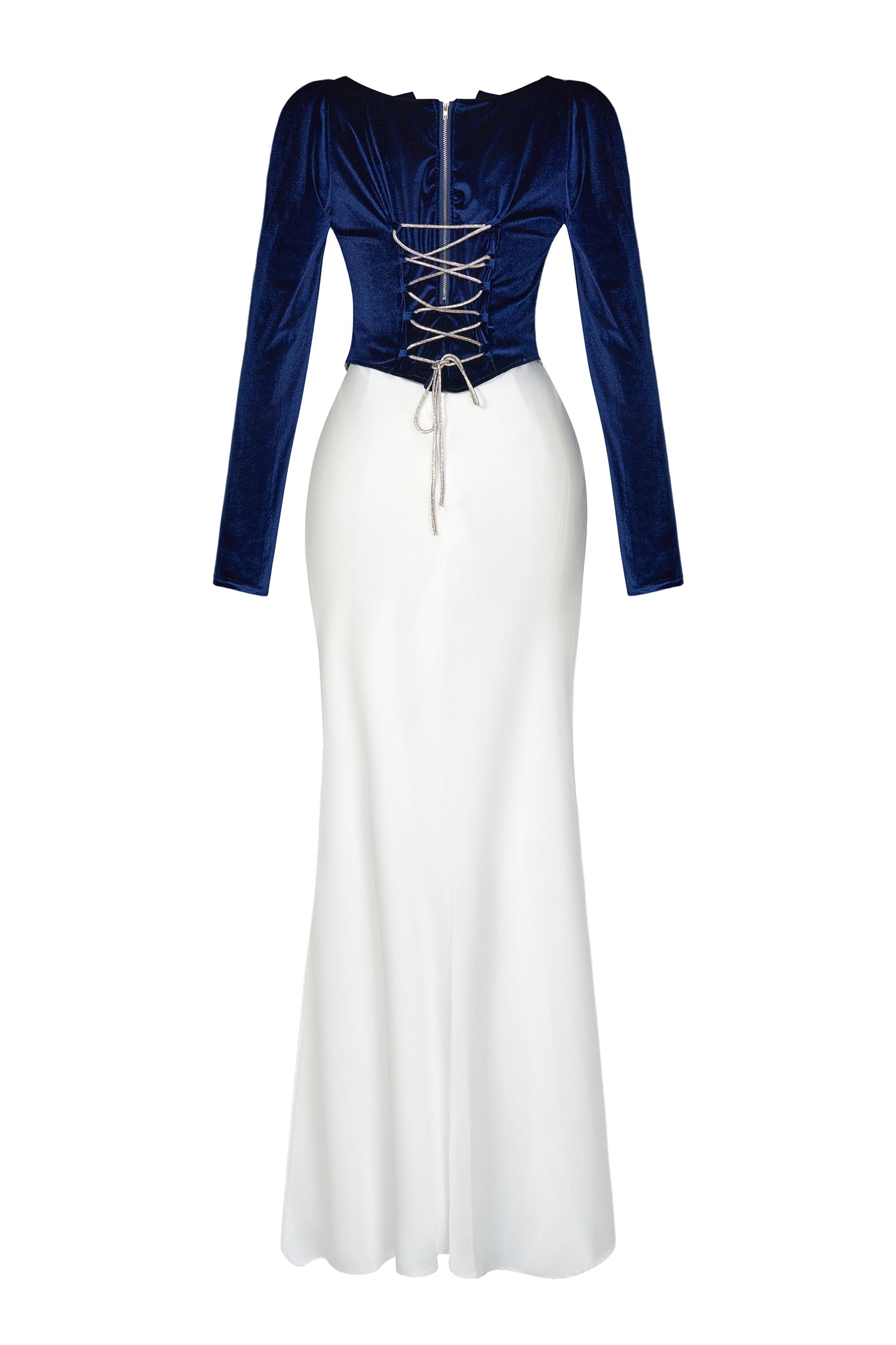 Velvet Rhinestone Top & Satin Maxi Skirt Set