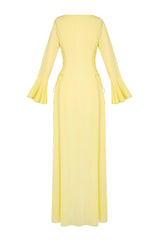 Chiffon Beaded Tie-up Frill Maxi Dress