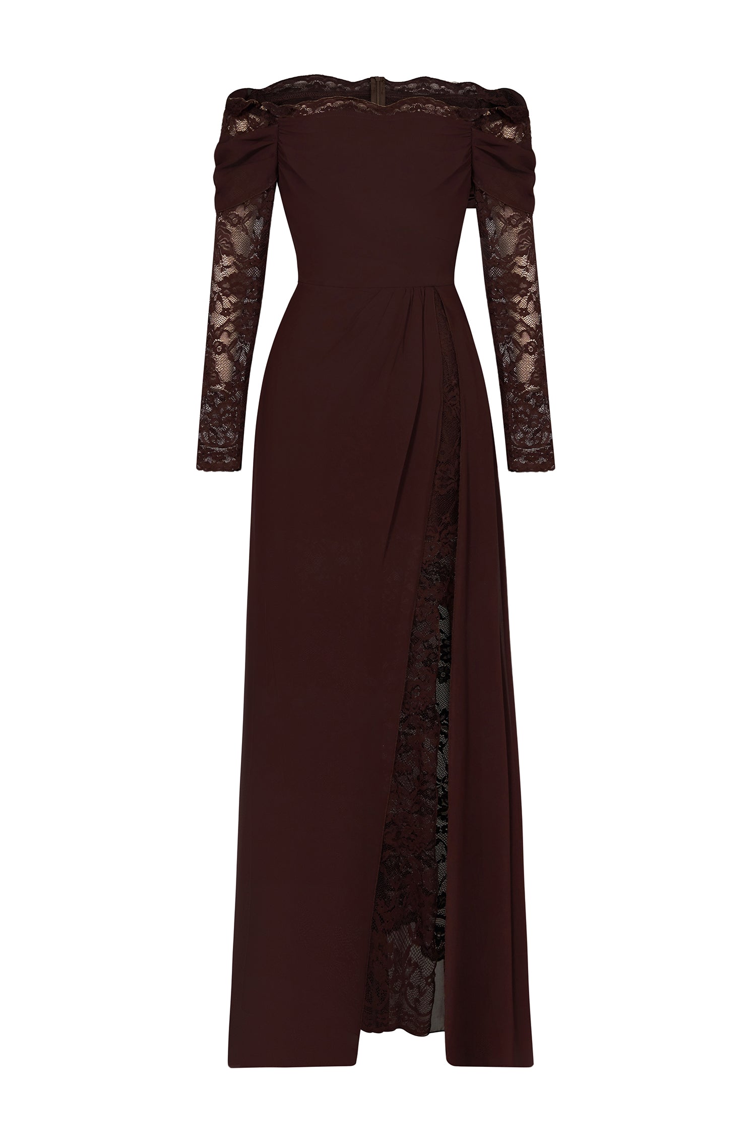 Lace Splicing Chiffon Off Shoulder Maxi Dress