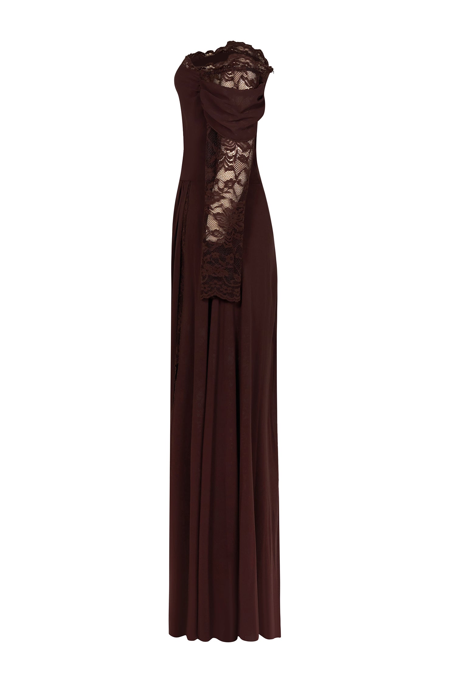 Lace Splicing Chiffon Off Shoulder Maxi Dress