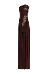 Lace Splicing Chiffon Off Shoulder Maxi Dress