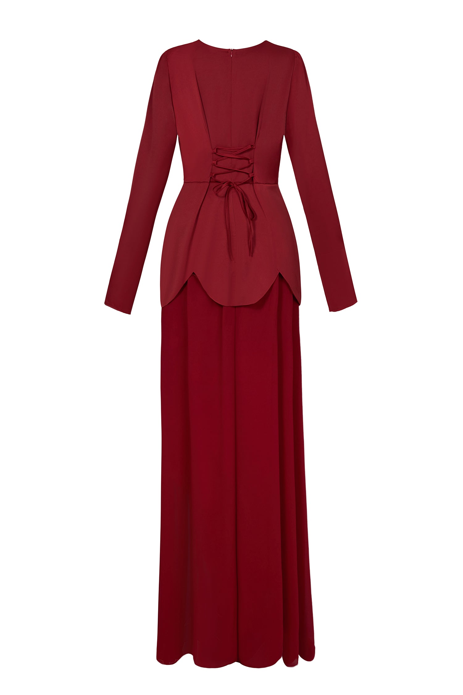 Faux Pearl Square Collar Long Sleeve Maxi Dress