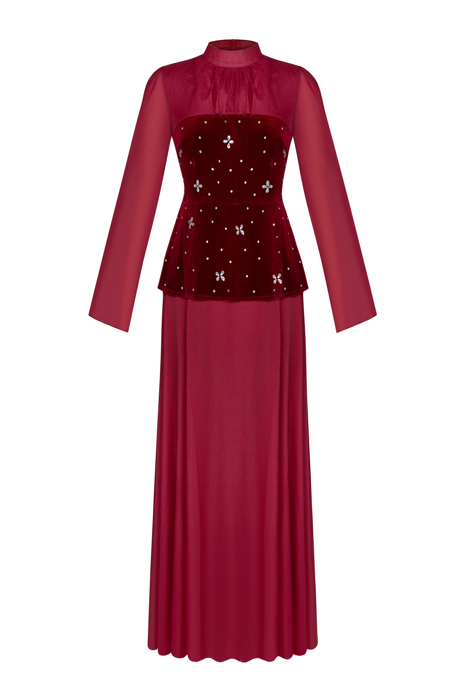 Rhinestone Velvet Splicing Maxi Dress
