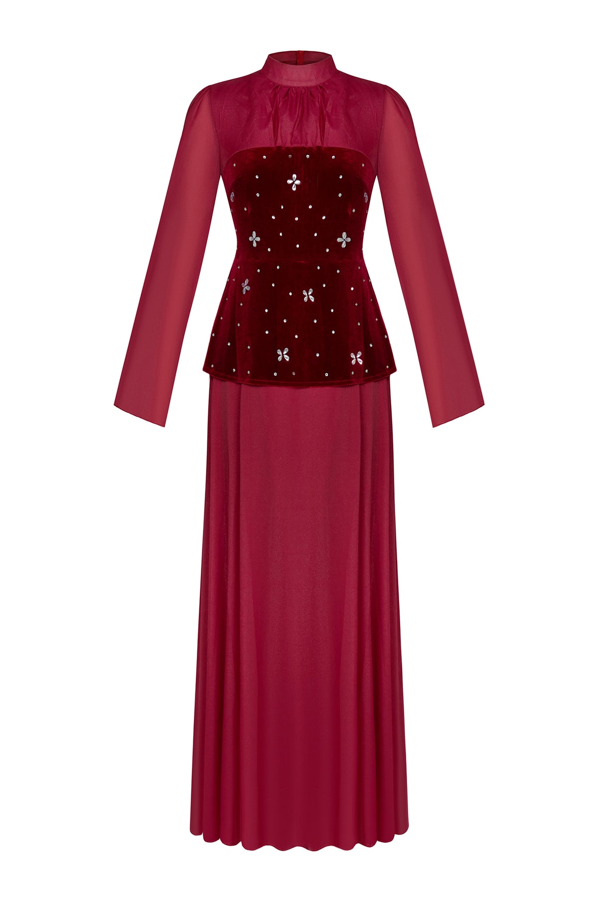 Rhinestone Velvet Splicing Maxi Dress