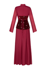 Rhinestone Velvet Splicing Maxi Dress