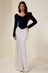 Velvet Rhinestone Top & Satin Maxi Skirt Set