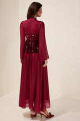 Rhinestone Velvet Splicing Maxi Dress
