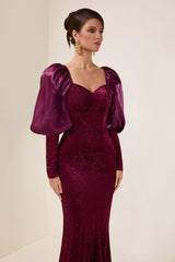Velvet Burn-Out Sweetheart Neck Maxi Dress