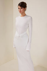 Jersey Gathering Backless Long Sleeve Maxi Dress