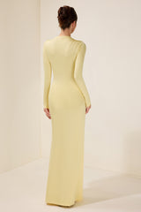 Jersey Knotted Metal Button Maxi Dress