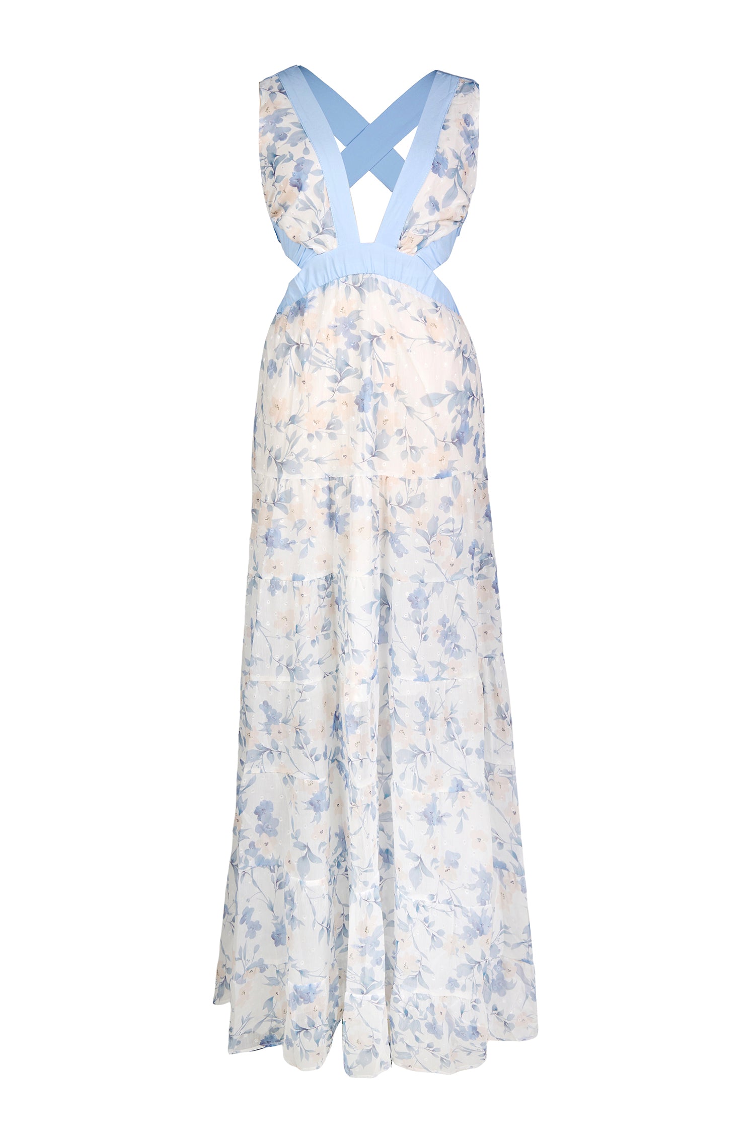 Floral Cut-Out Backless Maxi Dress