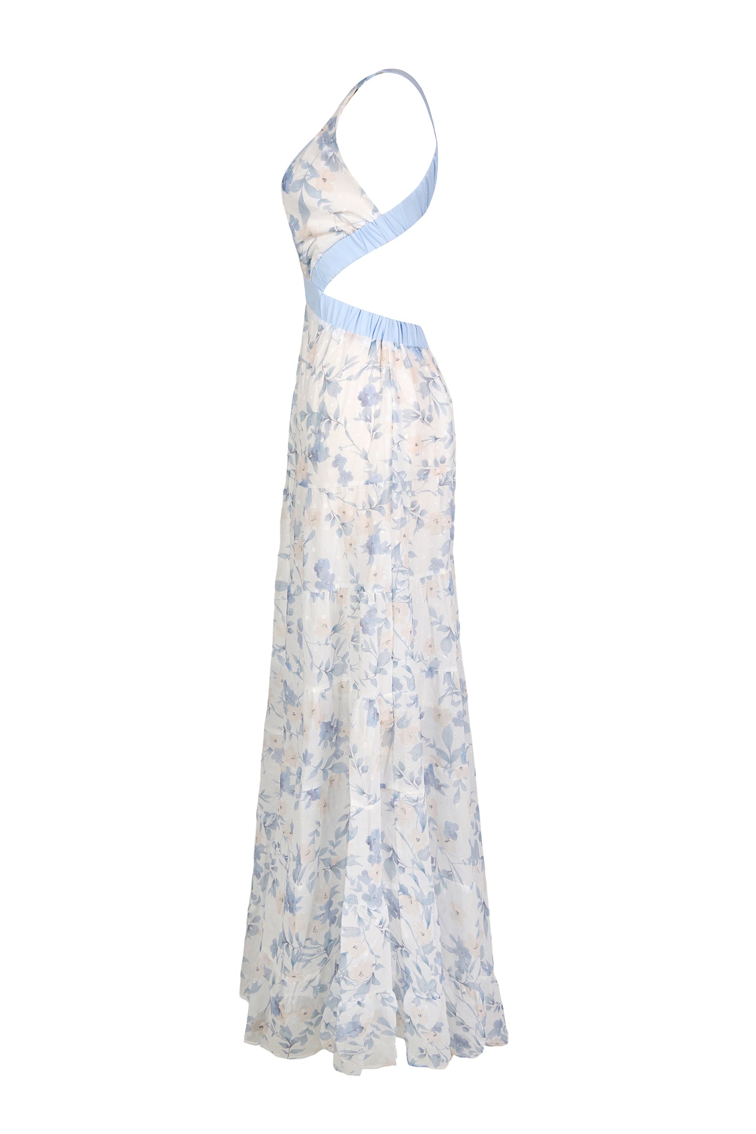 Floral Cut-Out Backless Maxi Dress