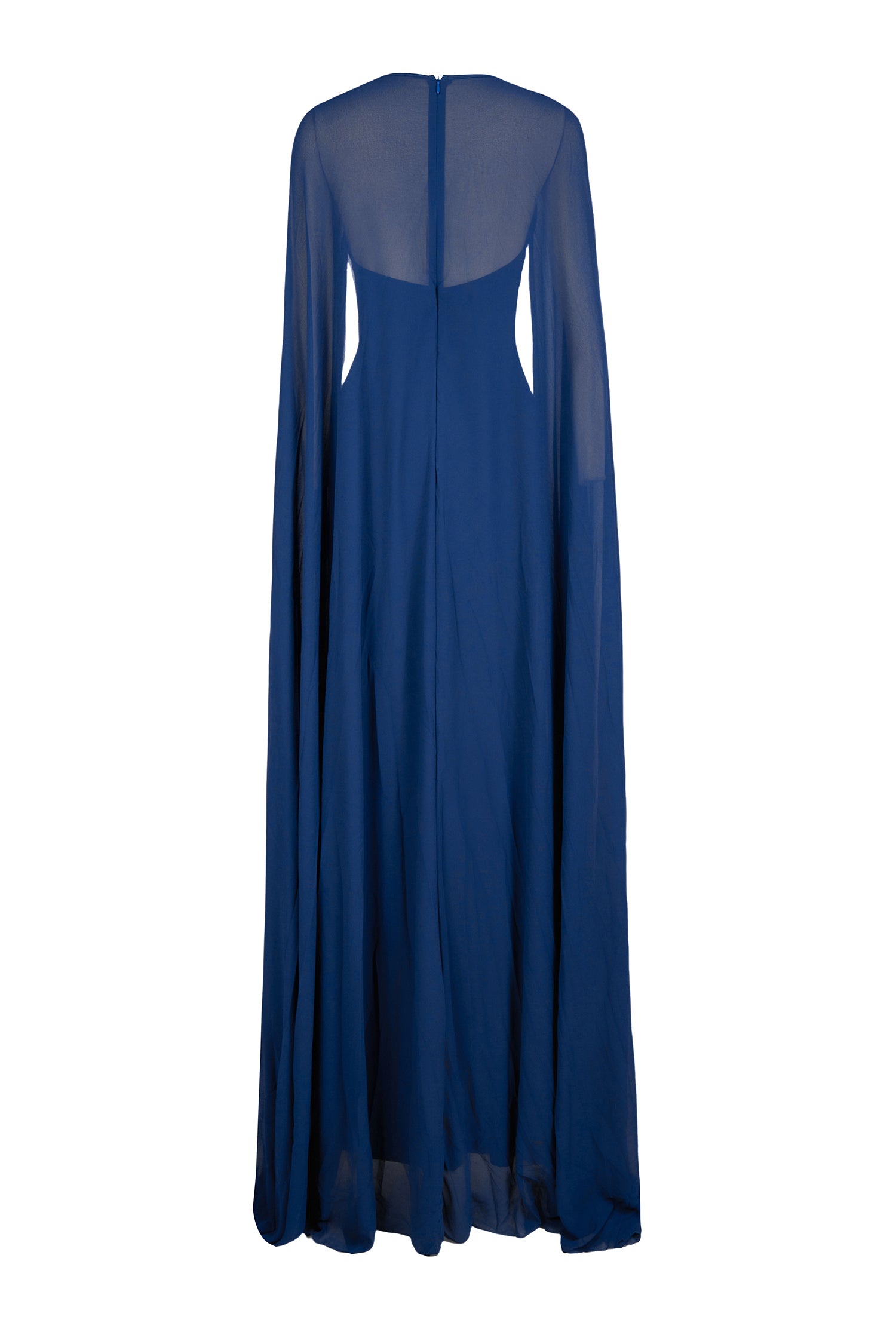 3D Flower Chiffon Cape Maxi Dress