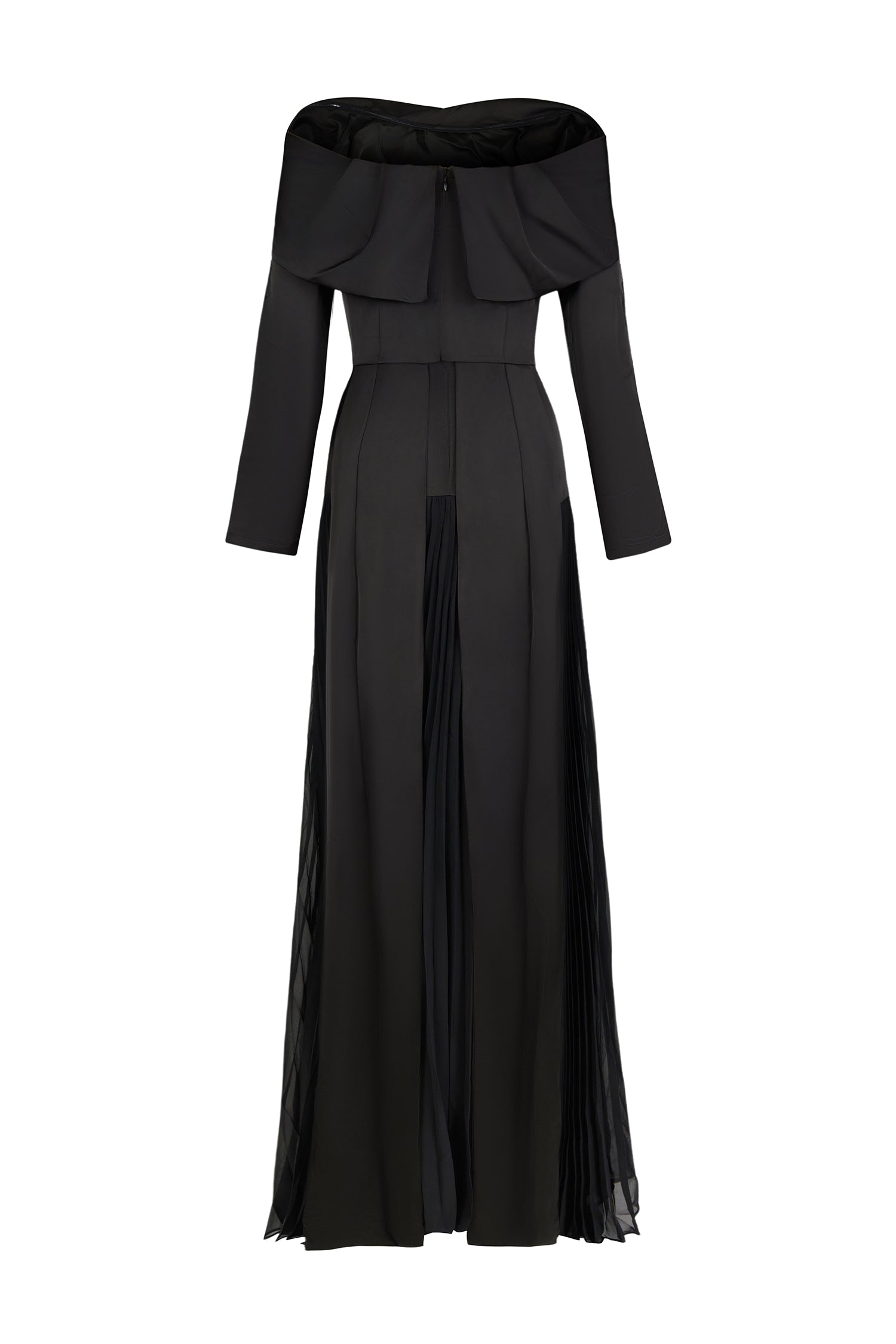 Satin Splicing Chiffon Pleat Maxi Dress