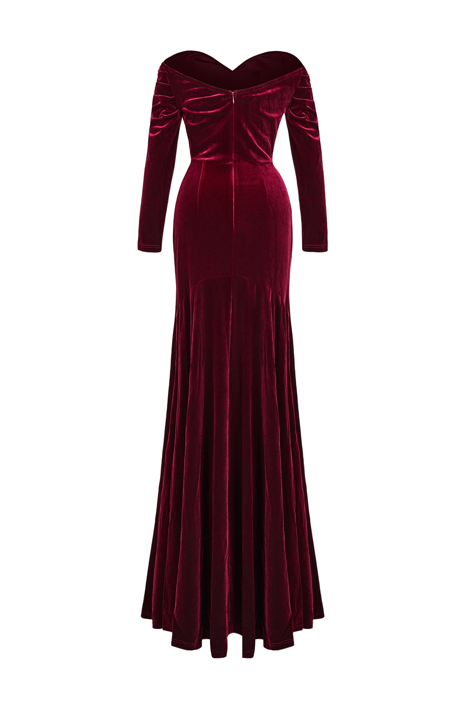 Velvet Solid Off-Shoulder Maxi Dress